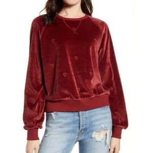Rails Mika Embroidered Heart Deep Rose Sweatshirt small